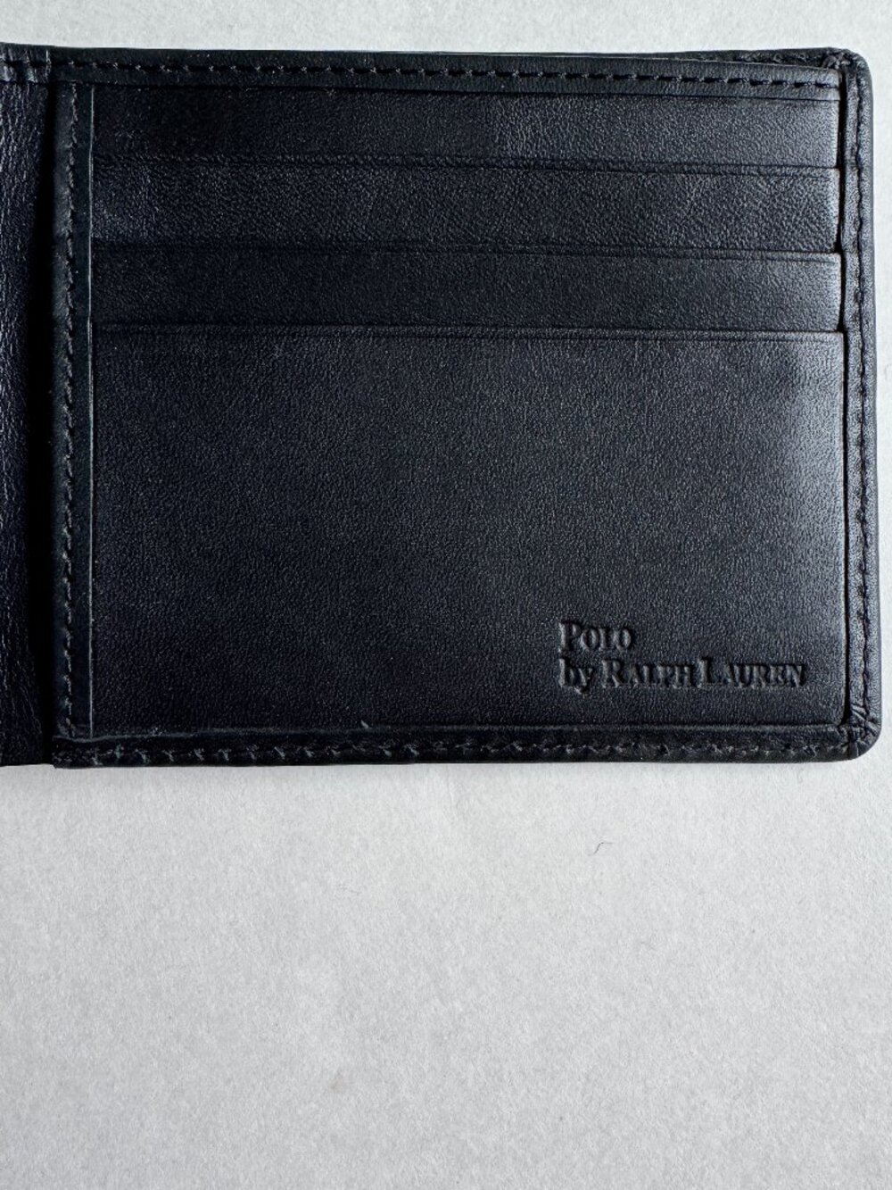 Mens Polo Ralph Lauren Pony Logo Leather Bifold Wallet Black - Picture 6 of 6